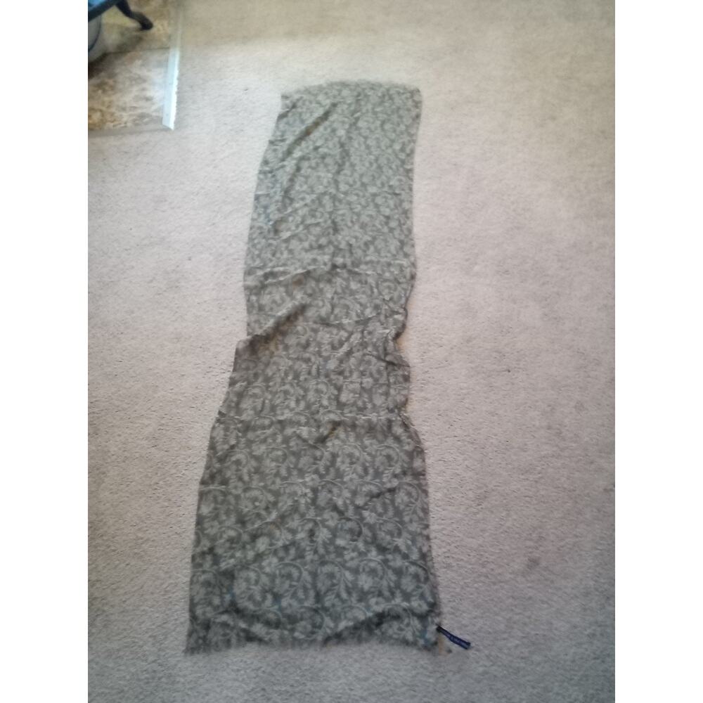 Ralph Lauren 62x16 Sheer Gray Tan Reversible Scarf